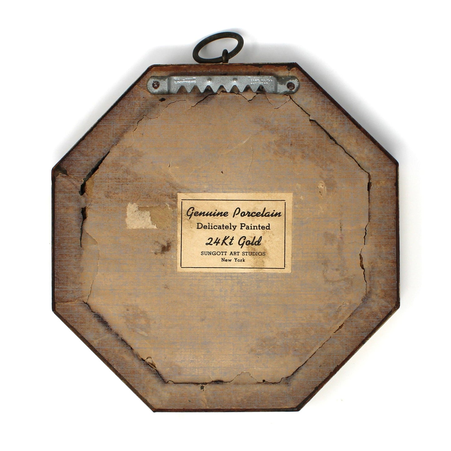 Framed Wall Hanging, Hand Painted Limoges Porcelain Cabochons, Sungott Art Studios, Set of 2, Velvet Matted, Vintage, 1950's