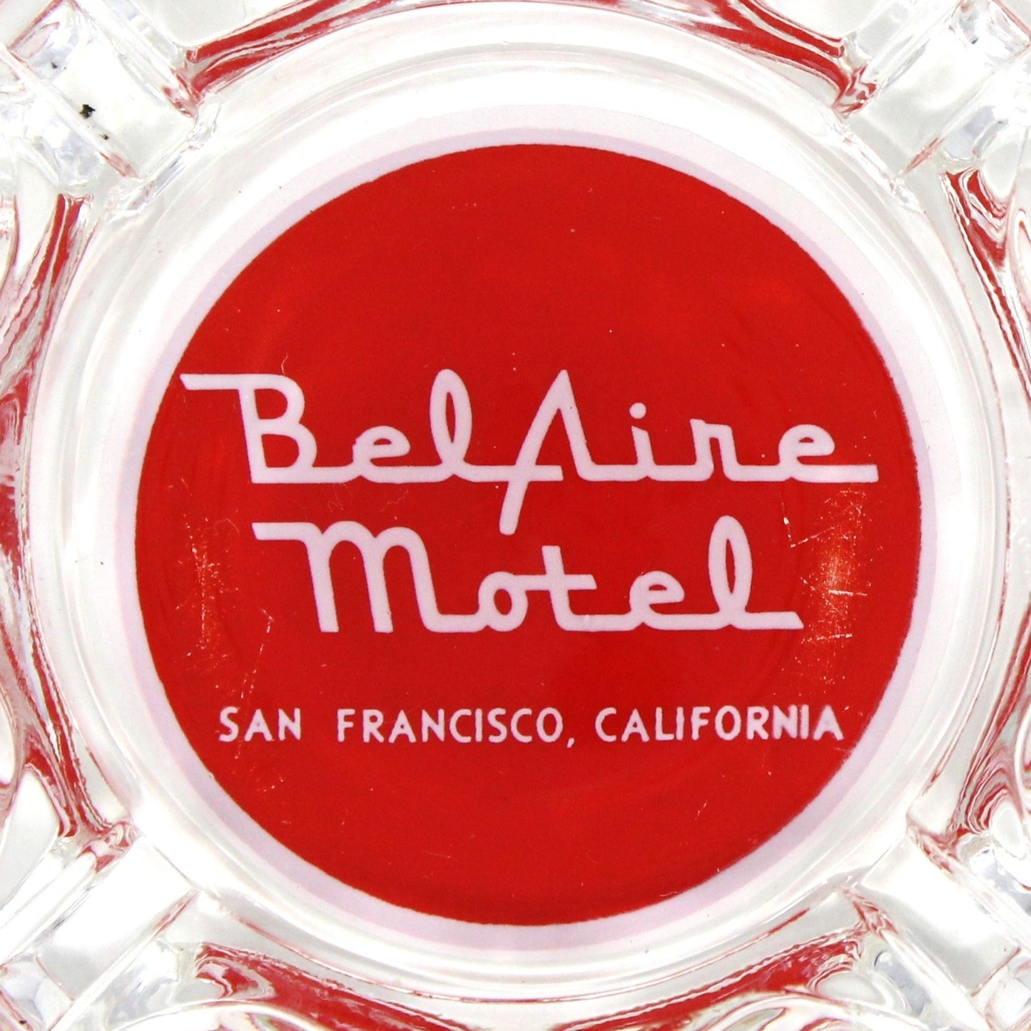 Ashtray, Hotel Souvenir, Bel Aire Motel, Glass Advertising Ashtray, Vintage, RARE