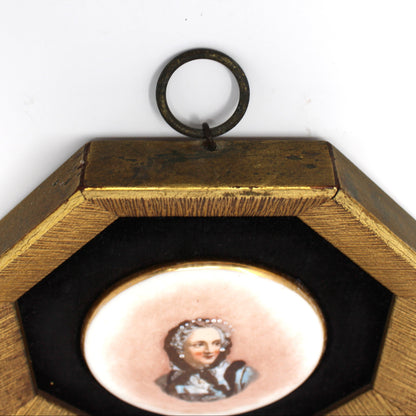 Framed Wall Hanging, Hand Painted Limoges Porcelain Cabochons, Sungott Art Studios, Set of 2, Velvet Matted, Vintage, 1950's