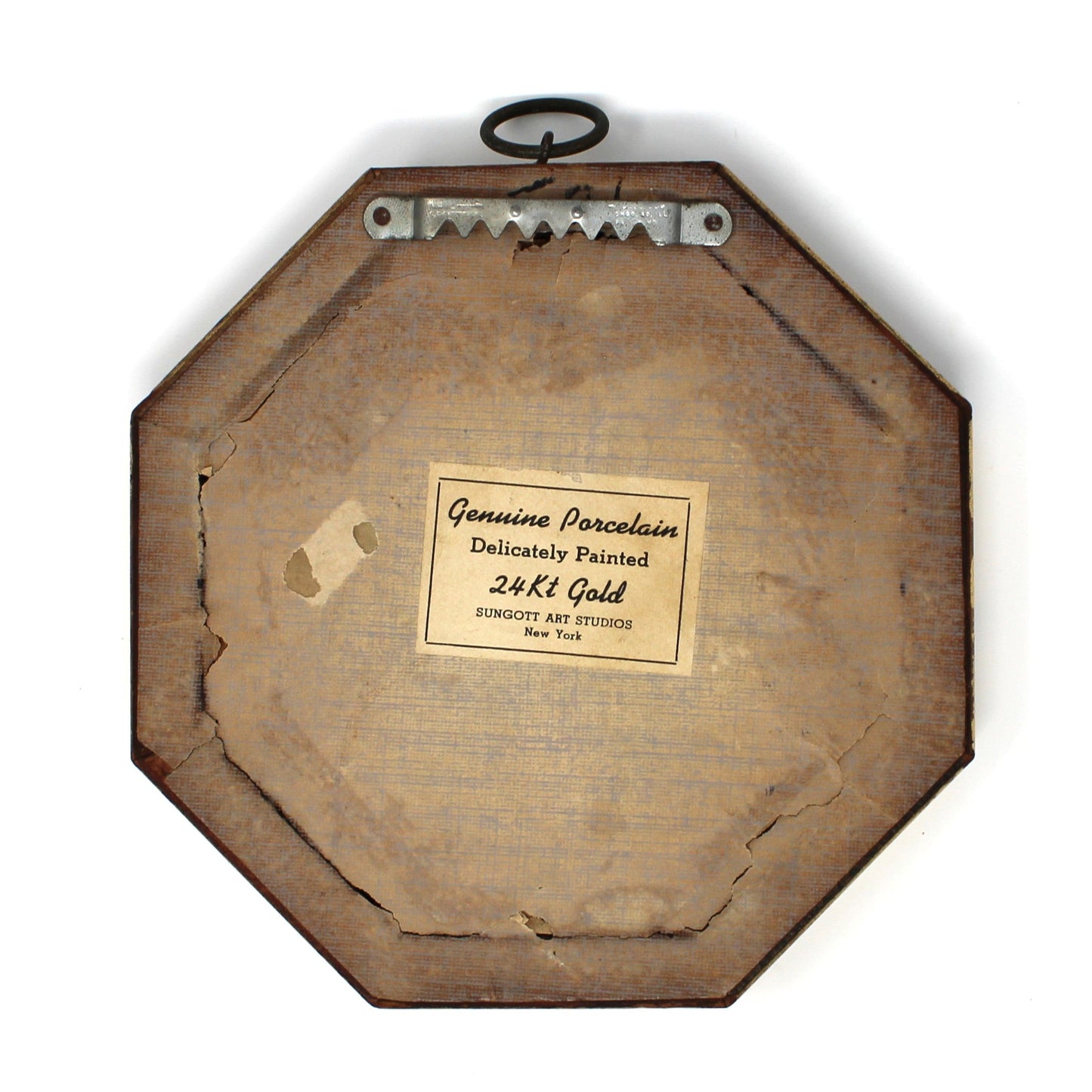 Framed Wall Hanging, Hand Painted Limoges Porcelain Cabochons, Sungott Art Studios, Set of 2, Velvet Matted, Vintage, 1950's