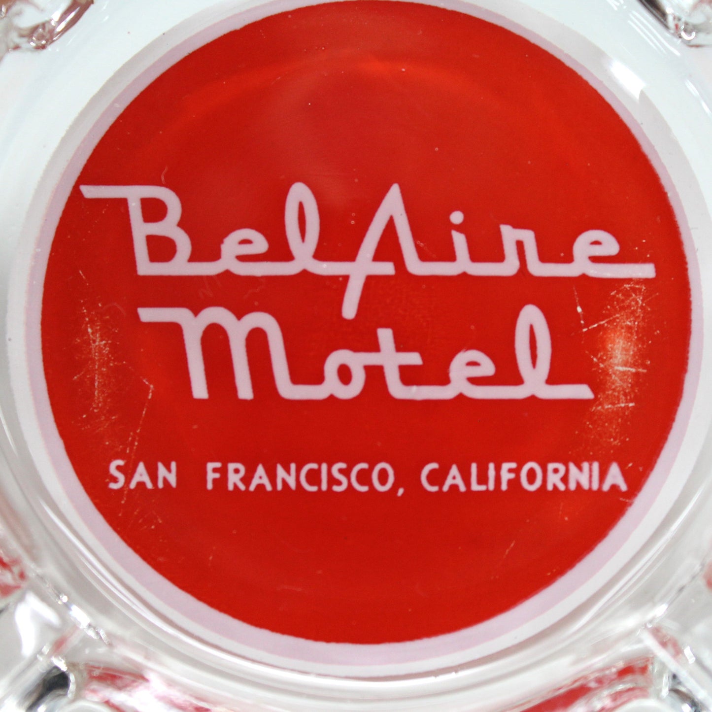 Ashtray, Hotel Souvenir, Bel Aire Motel, Glass Advertising Ashtray, Vintage, RARE