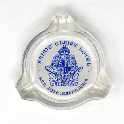 Ashtray, Hotel Souvenir, Sainte Claire Hotel, Glass Advertising Ashtray, Vintage, RARE