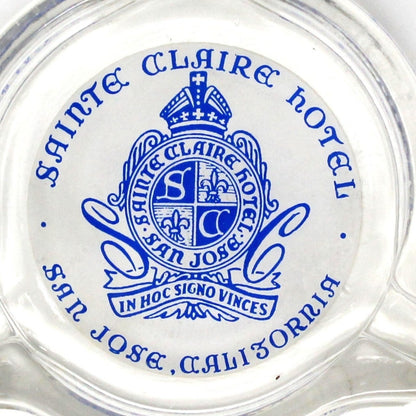 Ashtray, Hotel Souvenir, Sainte Claire Hotel, Glass Advertising Ashtray, Vintage, RARE