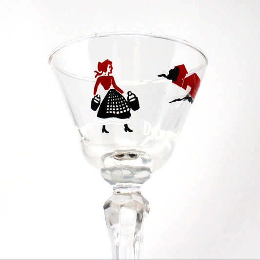 Glasses, Cordials, Cocktail Stemware, Libbey, Down on the Farm, Enamel Design, Set of 3, Vintage