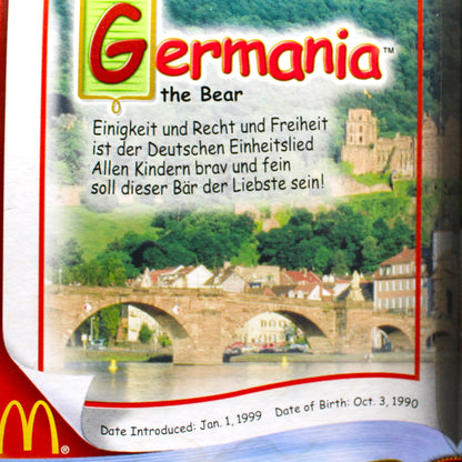 Beanie Babies, TY, McDonald's International Bear, Germania the Bear, 1999 NIB