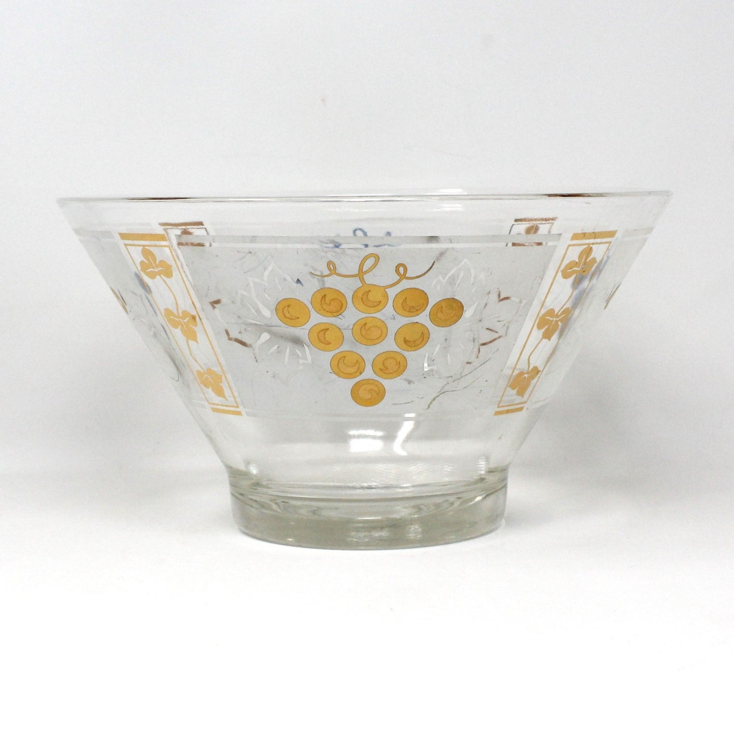 Bowl, Anchor Hocking, Golden Grapes, Large Glass Bowl, Mid Century Vintage
