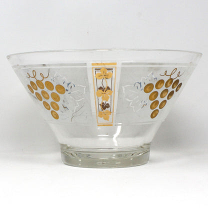 Bowl, Anchor Hocking, Golden Grapes, Large Glass Bowl, Mid Century Vintage