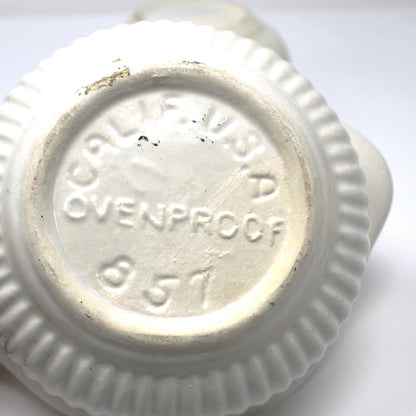 Soup Crocks with Lids and Handles, California USA White Ceramic Bowls, Set of 2 Ovenproof, Vintage