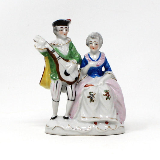 Figurine, French Victorian Couple, Man Playing Mandolin, Japan, Vintage