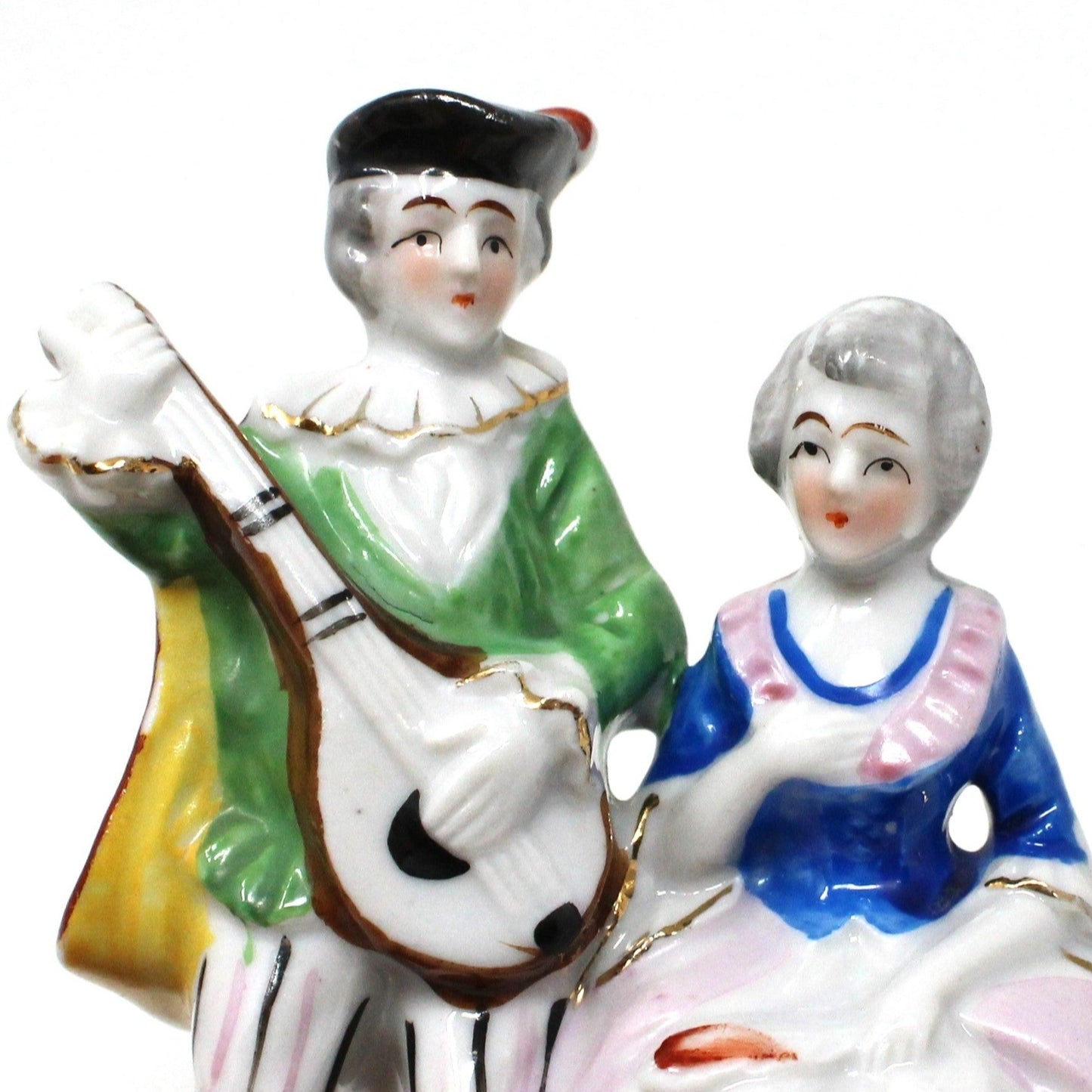 Figurine, French Victorian Couple, Man Playing Mandolin, Japan, Vintage