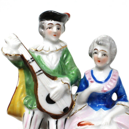 Figurine, French Victorian Couple, Man Playing Mandolin, Japan, Vintage