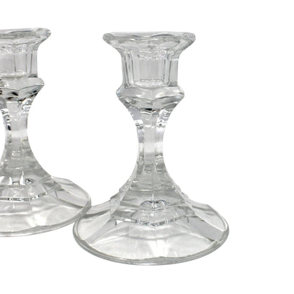 Candle Holders, Libbey, Clear Glass #2245 Pattern, Set of 2 Taper Candlesticks, Vintage