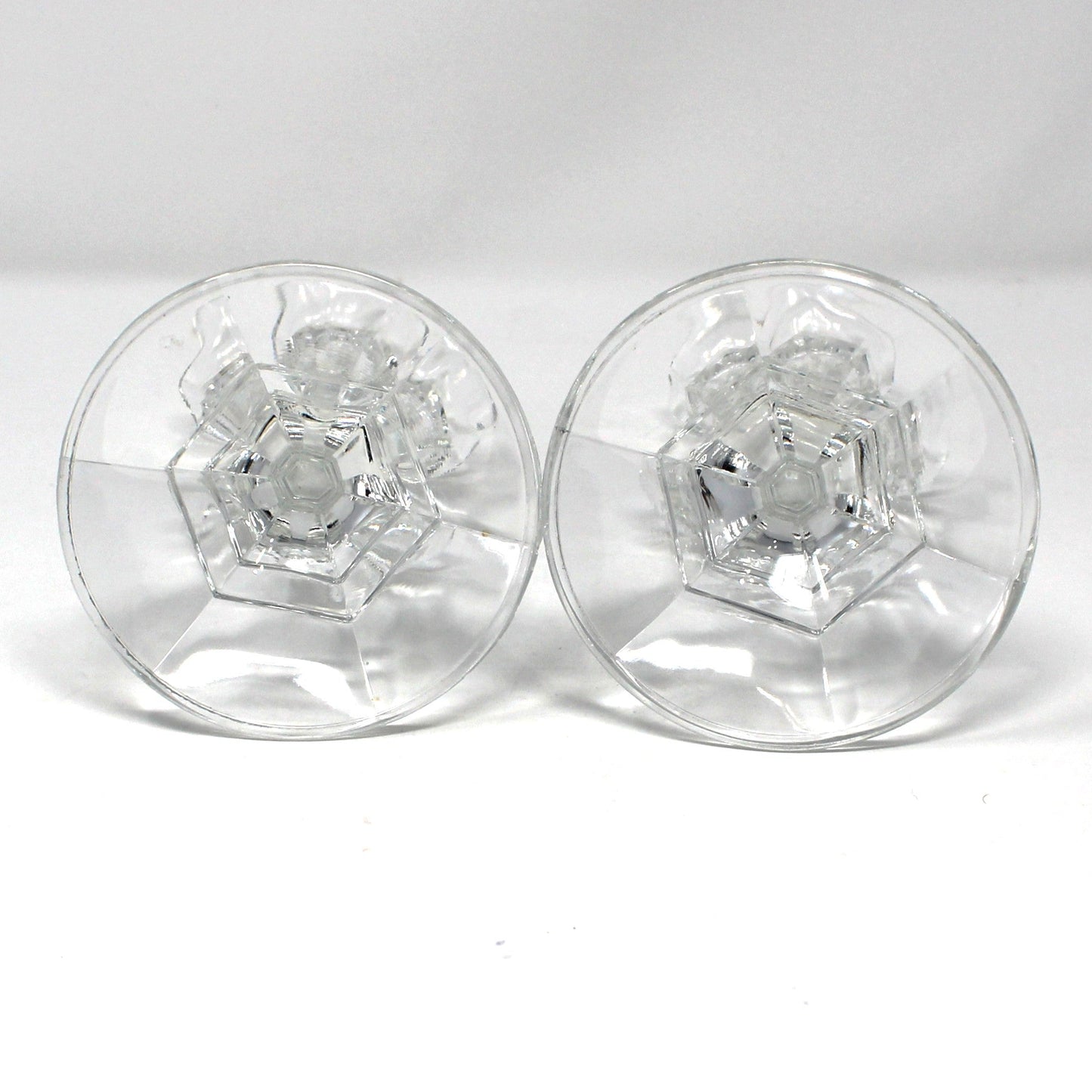 Candle Holders, Libbey, Clear Glass #2245 Pattern, Set of 2 Taper Candlesticks, Vintage