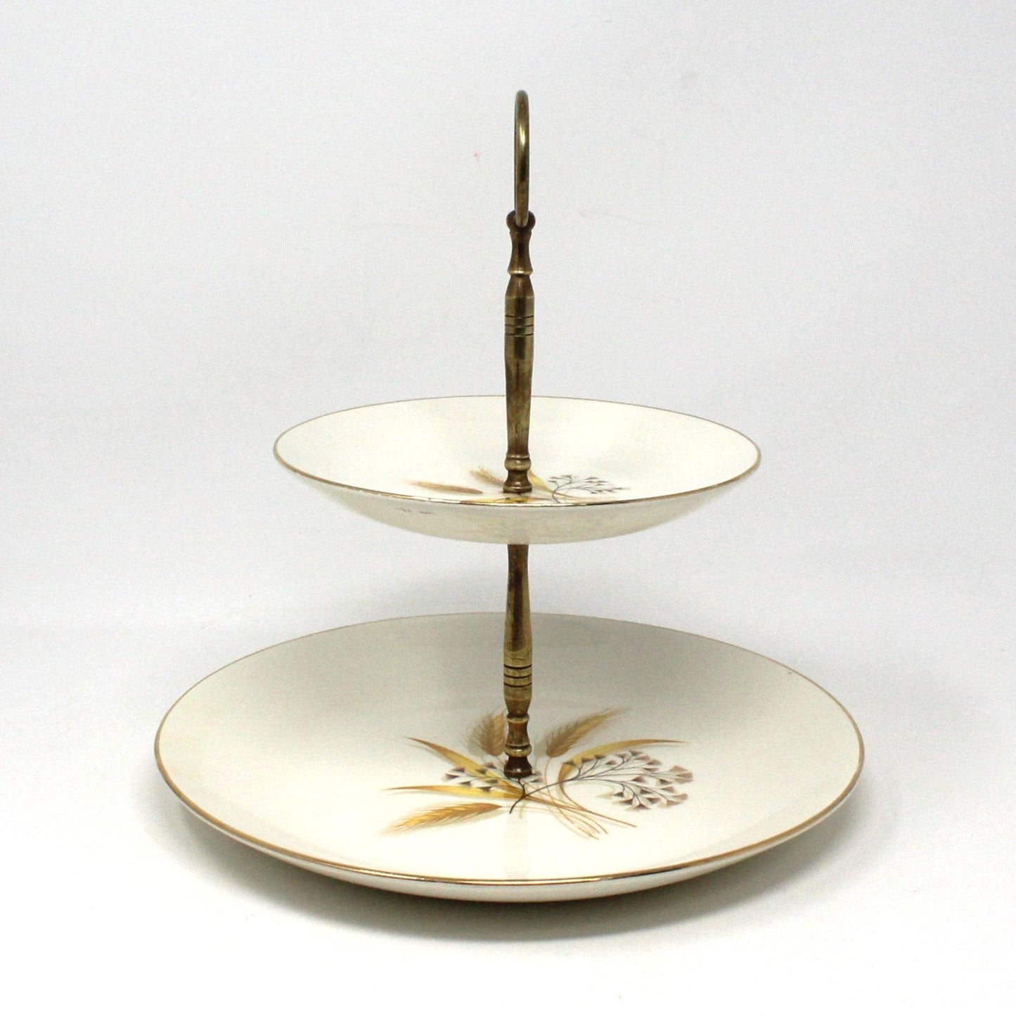 Two-Tier Tray, Homer Laughlin, Golden Wheat Rhythm Shape, Tidbit Tray, Vintage, SOLD