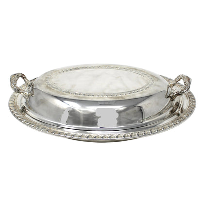 Serving Dish with Lid, Silverplate, Oval Covered Casserole, Gadroon Edge, ISC, Vintage