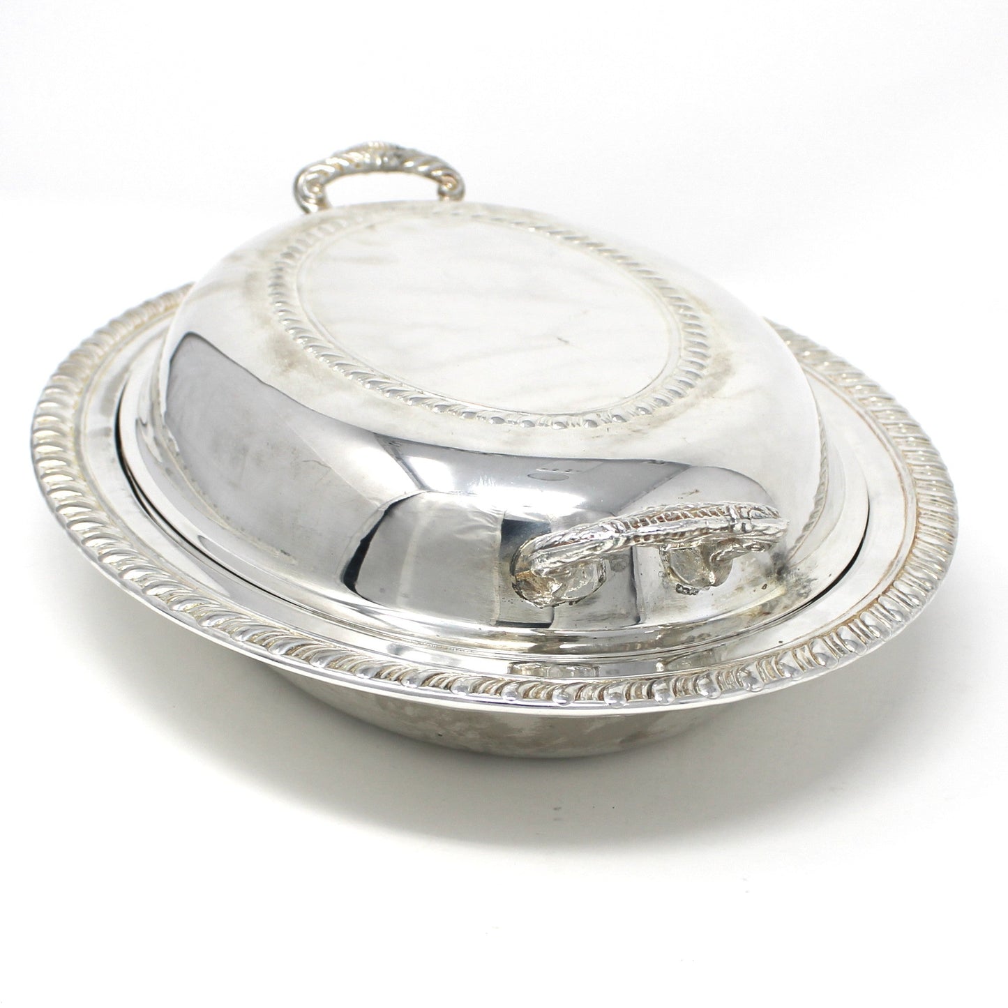 Serving Dish with Lid, Silverplate, Oval Covered Casserole, Gadroon Edge, ISC, Vintage