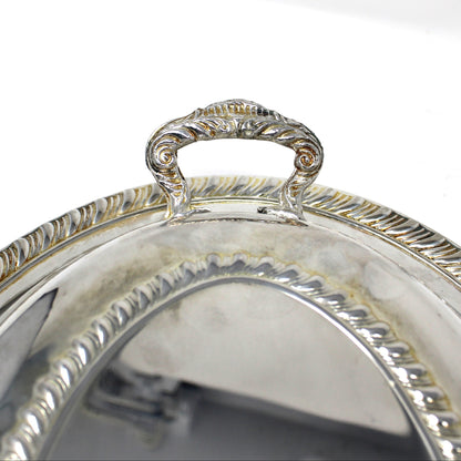 Serving Dish with Lid, Silverplate, Oval Covered Casserole, Gadroon Edge, ISC, Vintage