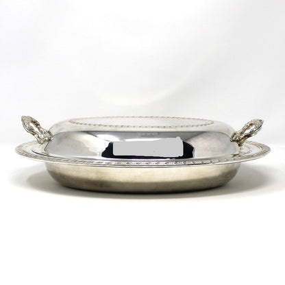 Serving Dish with Lid, Silverplate, Oval Covered Casserole, Gadroon Edge, ISC, Vintage