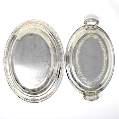 Serving Dish with Lid, Silverplate, Oval Covered Casserole, Gadroon Edge, ISC, Vintage