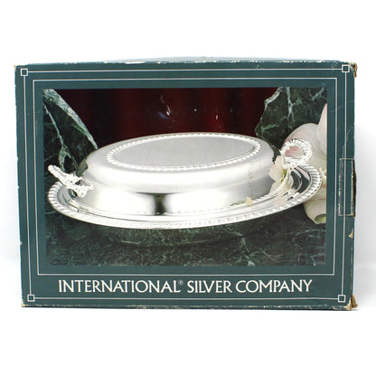 Serving Dish with Lid, Silverplate, Oval Covered Casserole, Gadroon Edge, ISC, Vintage