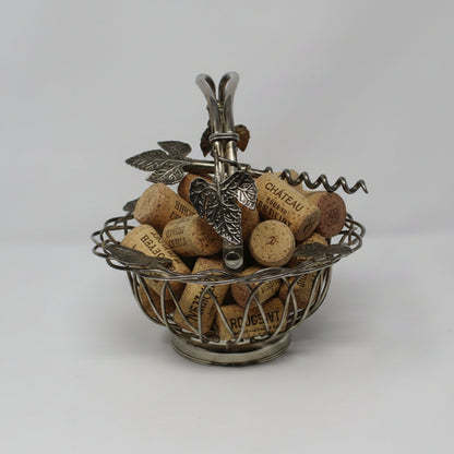 Basket, Godinger Silverplate, Pierced / Wire Hammered Maple Leaves with Handle, Vintage