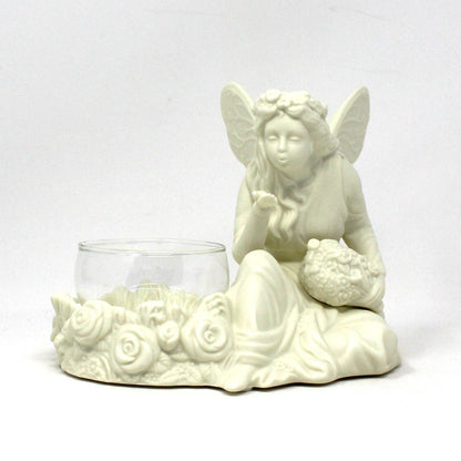 Candle Holder, Partylite, Ariana Garden Fairy Votive / Tealight, Bisque Porcelain, Vintage