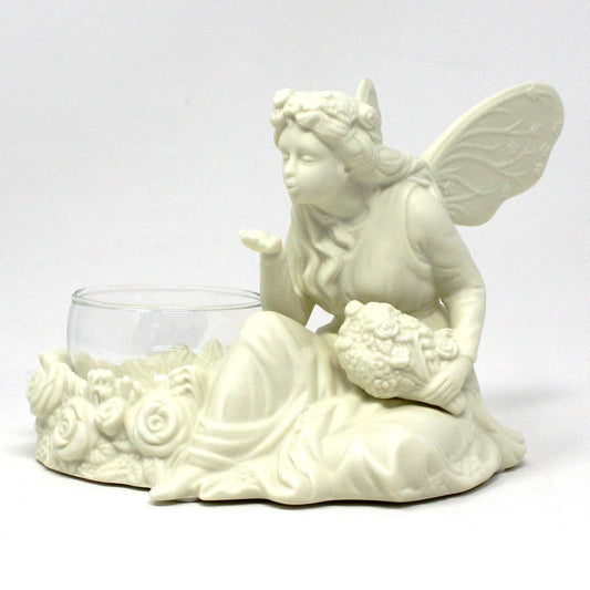 Candle Holder, Partylite, Ariana Garden Fairy Votive / Tealight, Bisque Porcelain, Vintage