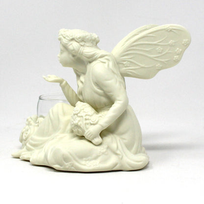 Candle Holder, Partylite, Ariana Garden Fairy Votive / Tealight, Bisque Porcelain, Vintage