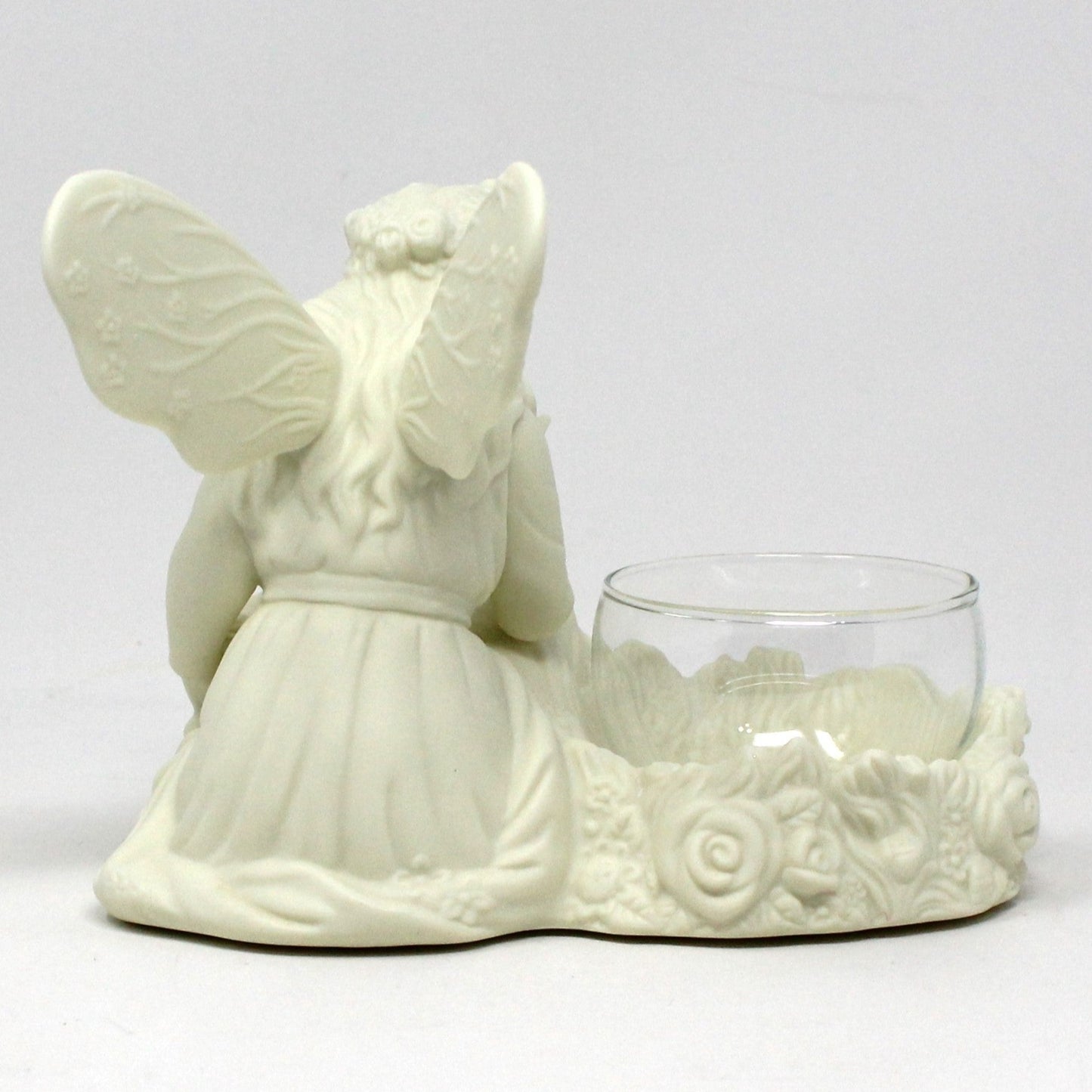 Candle Holder, Partylite, Ariana Garden Fairy Votive / Tealight, Bisque Porcelain, Vintage