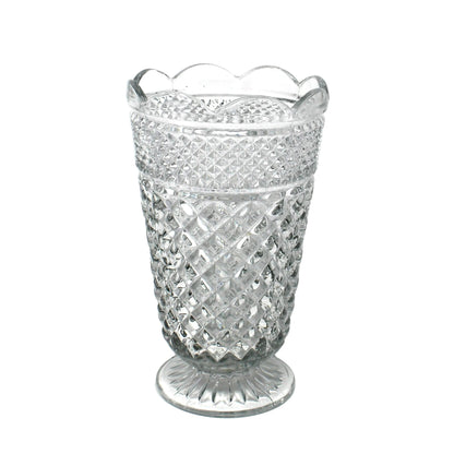 Vintage Clear glass vase, Wexford pattern by Anchor Hocking with intricate pressed glass pattern. Collectible