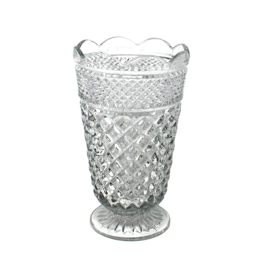 Vintage Clear glass vase, Wexford pattern by Anchor Hocking with intricate pressed glass pattern. Collectible