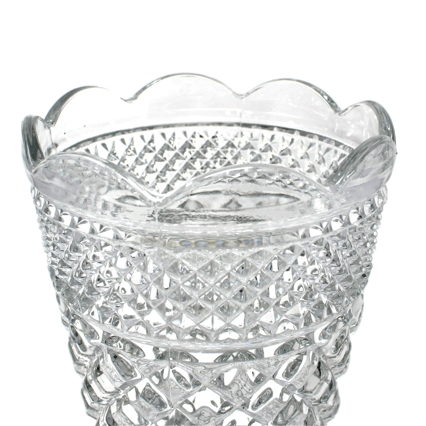 Vase, Anchor Hocking, Wexford, Clear Glass Large Flower Vase, Footed, Vintage, 1970's