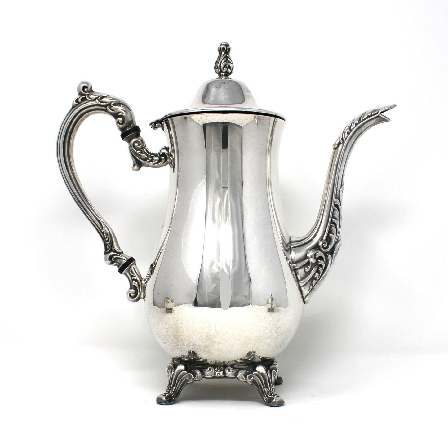 Coffee Serving Set, Silverplate, Coffee Pot, Sugar Bowl with Lid and Creamer, Oneida, Du Maurier Pattern Hollowware, Vintage