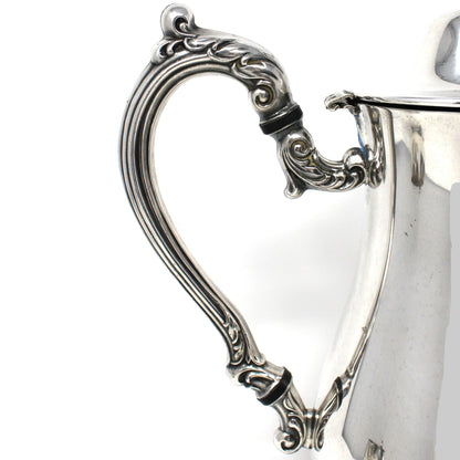 Coffee Serving Set, Silverplate, Coffee Pot, Sugar Bowl with Lid and Creamer, Oneida, Du Maurier Pattern Hollowware, Vintage