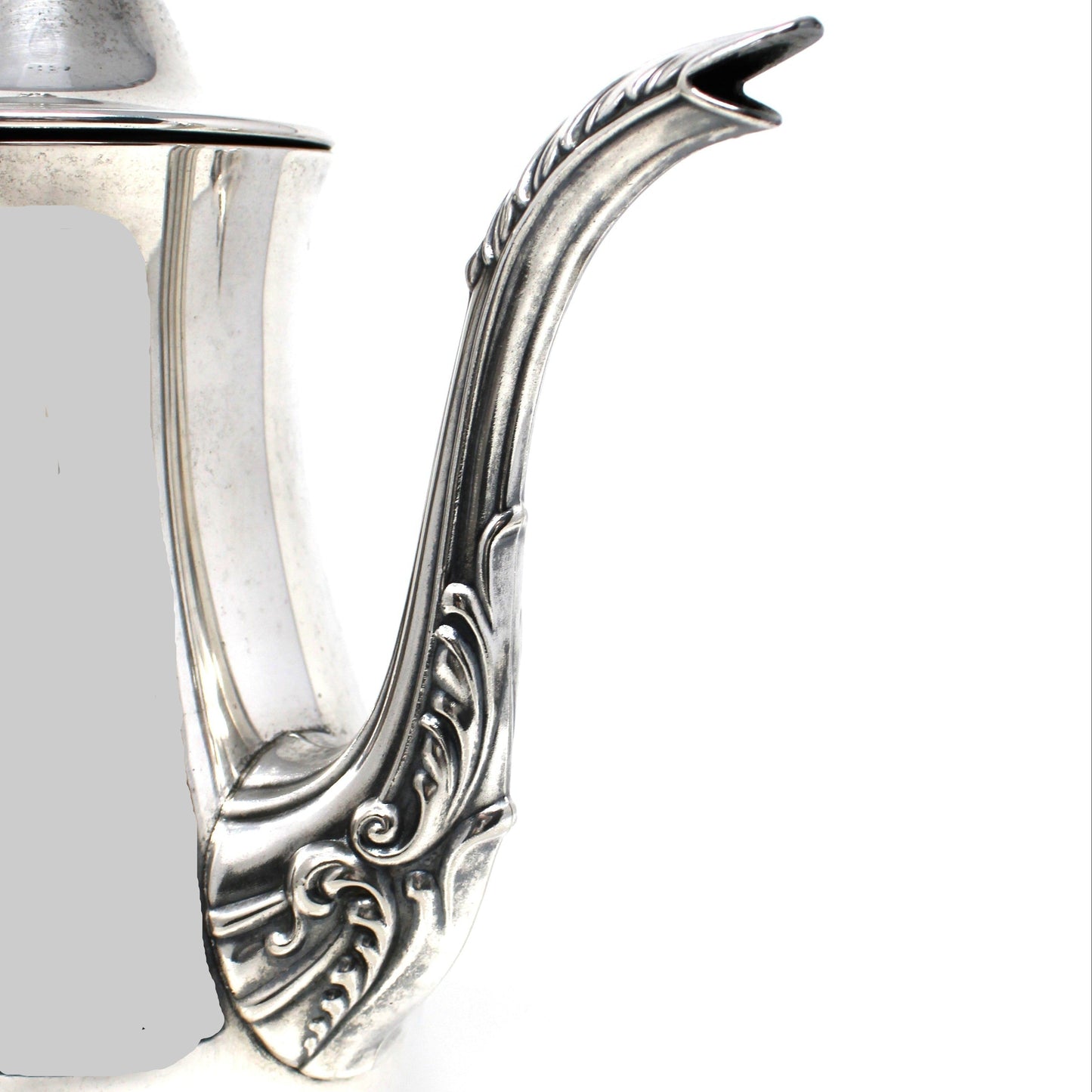 Coffee Serving Set, Silverplate, Coffee Pot, Sugar Bowl with Lid and Creamer, Oneida, Du Maurier Pattern Hollowware, Vintage