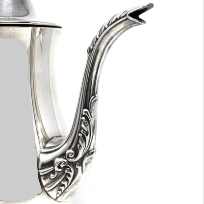 Coffee Serving Set, Silverplate, Coffee Pot, Sugar Bowl with Lid and Creamer, Oneida, Du Maurier Pattern Hollowware, Vintage