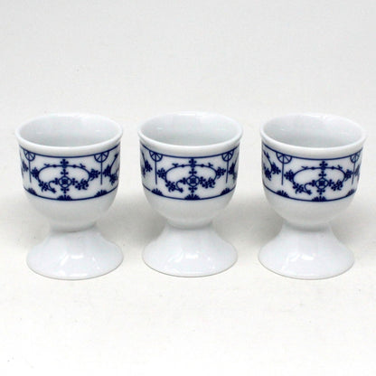 Egg Cups, Winterling Schwarzenbach, Strawflower, Blue & White, Bavaria, Set of 3, Vintage, SOLD