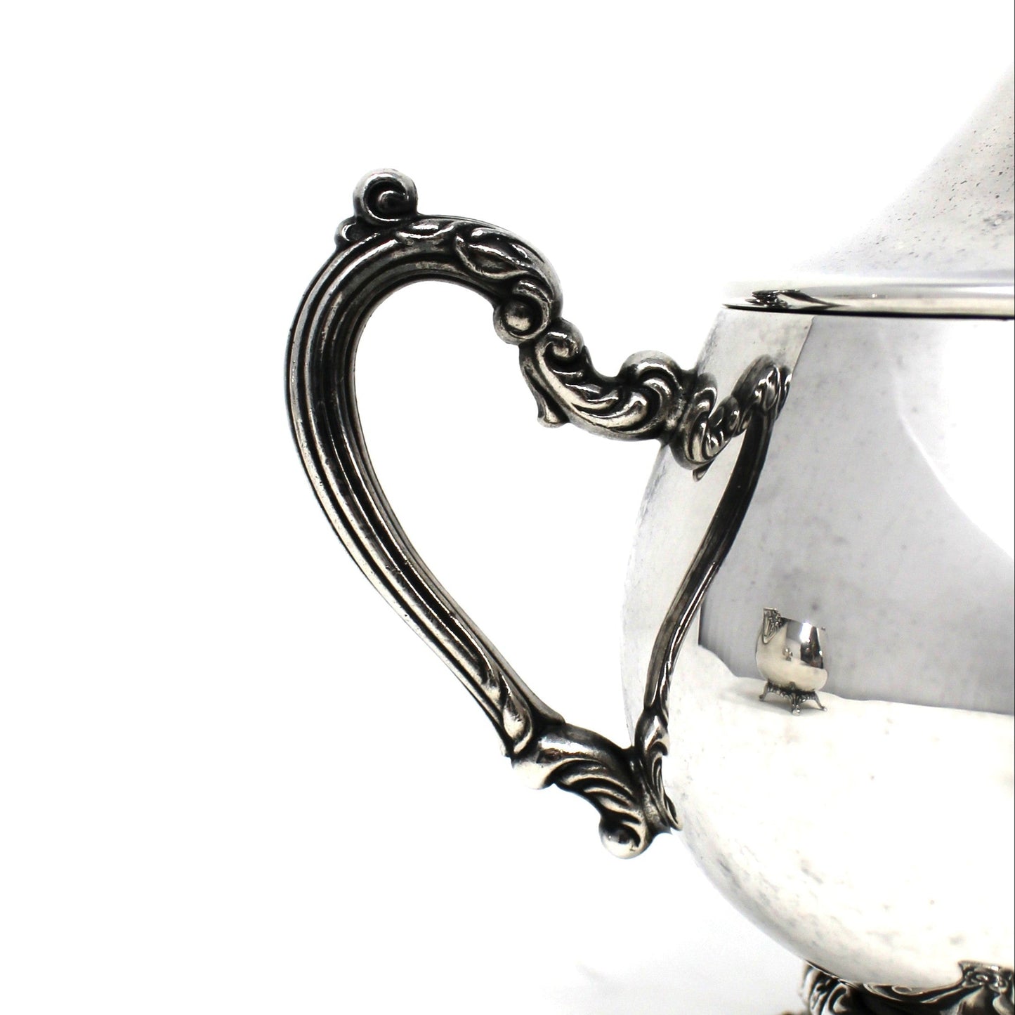 Coffee Serving Set, Silverplate, Coffee Pot, Sugar Bowl with Lid and Creamer, Oneida, Du Maurier Pattern Hollowware, Vintage