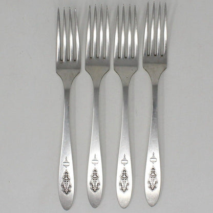 Flatware, Oneida, Birds of Paradise, Silverplate, Set of 8, Forks & Knives, Antique