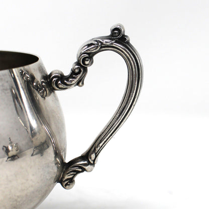 Coffee Serving Set, Silverplate, Coffee Pot, Sugar Bowl with Lid and Creamer, Oneida, Du Maurier Pattern Hollowware, Vintage