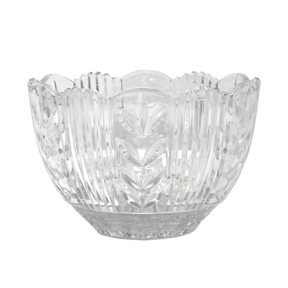 Bowl, Crystal Clear Industries, Poland, Round with Cut Leaves and Sawtooth Rim, 4" Vintage
