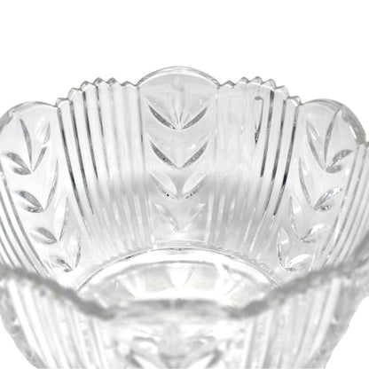 Bowl, Crystal Clear Industries, Poland, Round with Cut Leaves and Sawtooth Rim, 4" Vintage