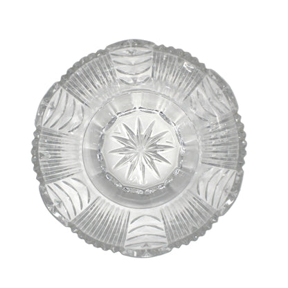 Bowl, Crystal Clear Industries, Poland, Round with Cut Leaves and Sawtooth Rim, 4" Vintage