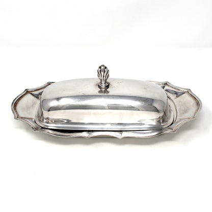 Butter Dish, Silverplate, Chippendale Pattern by ISC, Vintage Hollowware