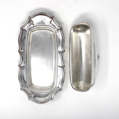 Butter Dish, Silverplate, Chippendale Pattern by ISC, Vintage Hollowware