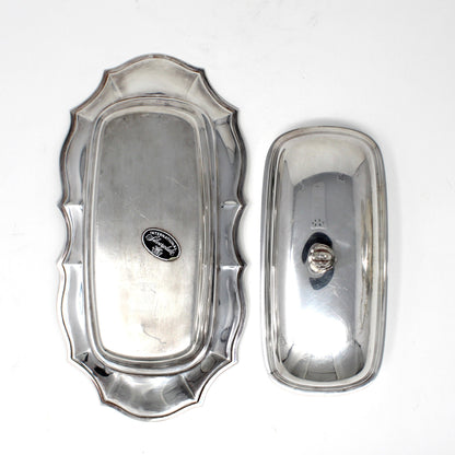 Butter Dish, Silverplate, Chippendale Pattern by ISC, Vintage Hollowware