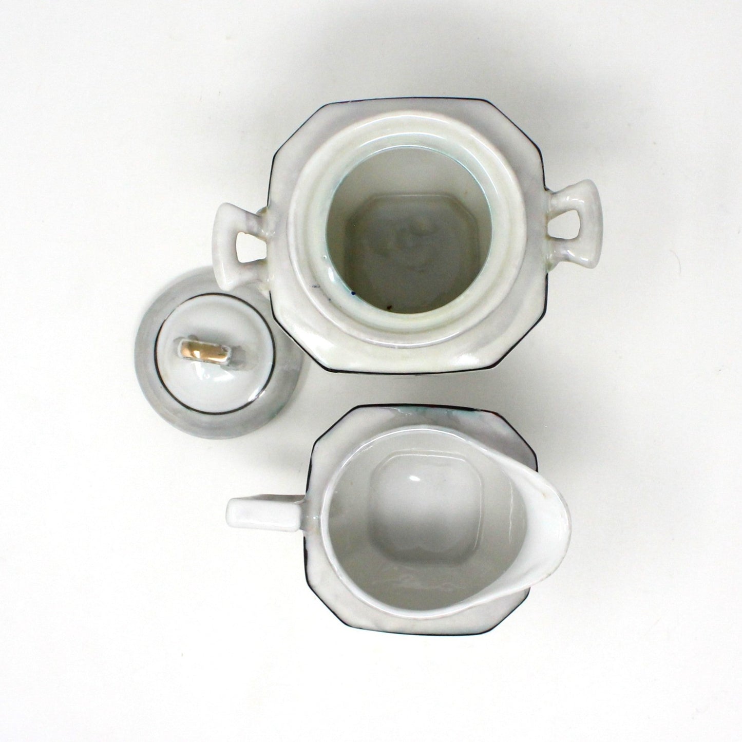 Tea Set, Japan Lusterware Floral, Teapot, Sugar, Creamer, Cups/Saucers & Plates, 13 Pcs, Vintage