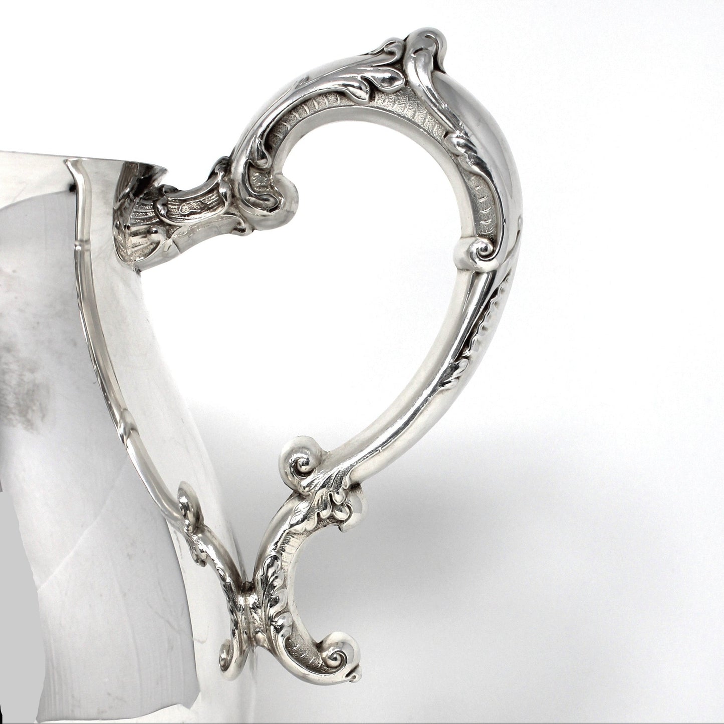 Pitcher, Sheridan, Water Pitcher w/Ice Lip, Silverplate, Footed, Ornate Handle, Vintage