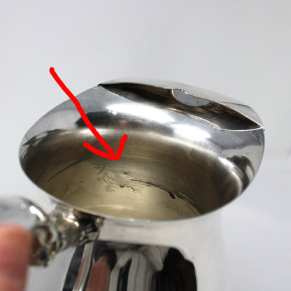 Pitcher, Sheridan, Water Pitcher w/Ice Lip, Silverplate, Footed, Ornate Handle, Vintage