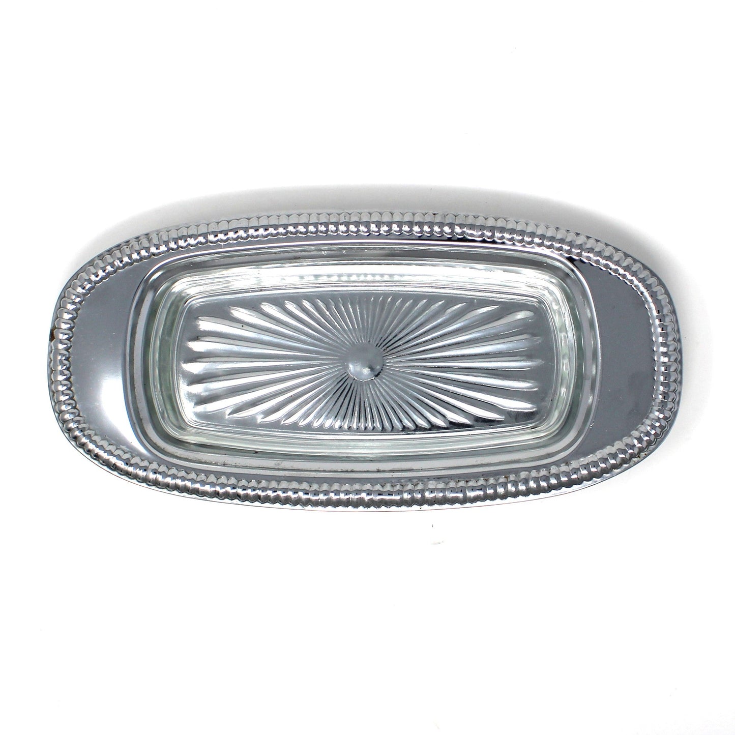 Butter Dish, Shelton Ware, Chrome Plated with Glass Insert, Vintage Hollowware